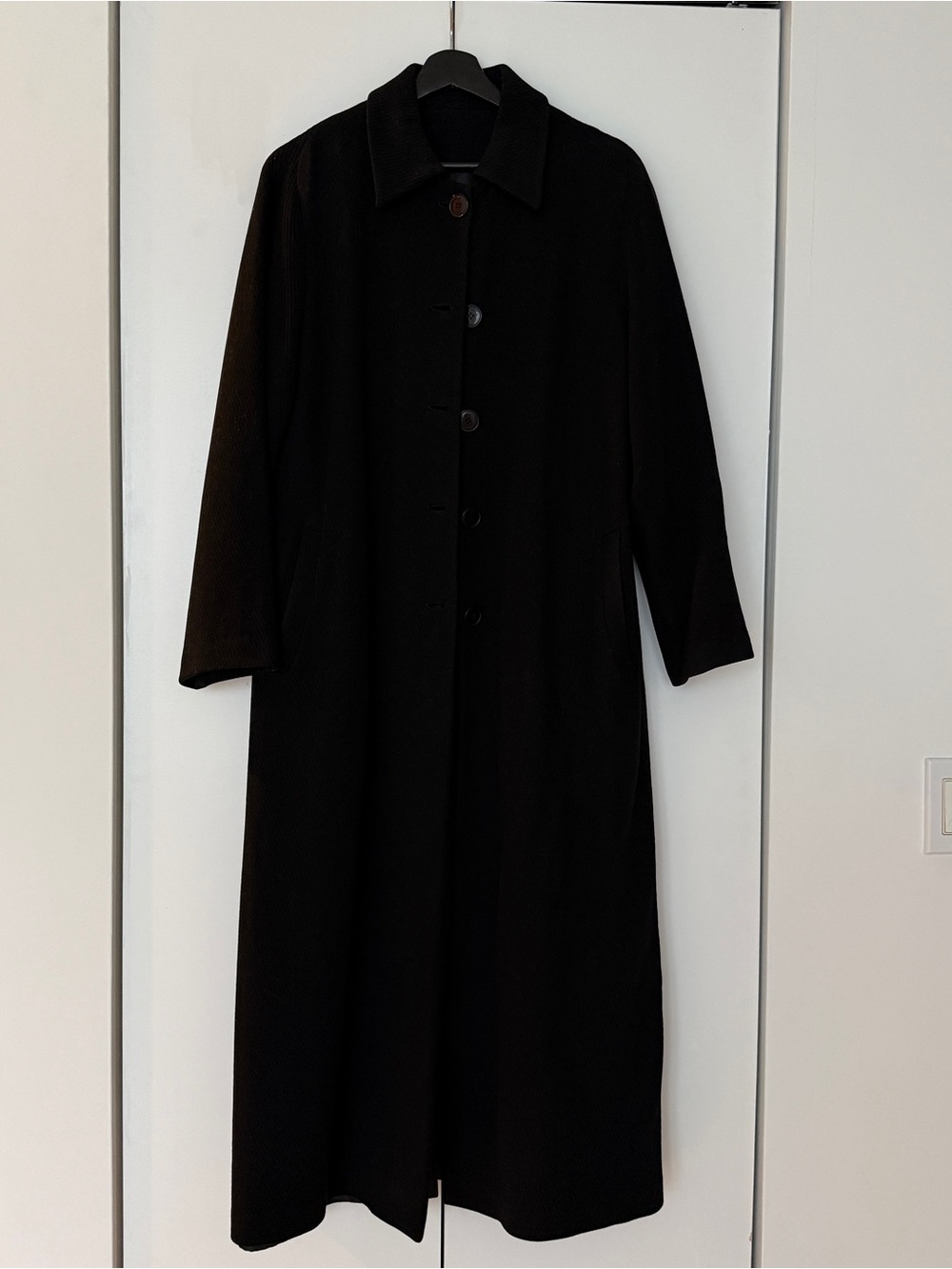 Classic Black Long Women's Wool Coat